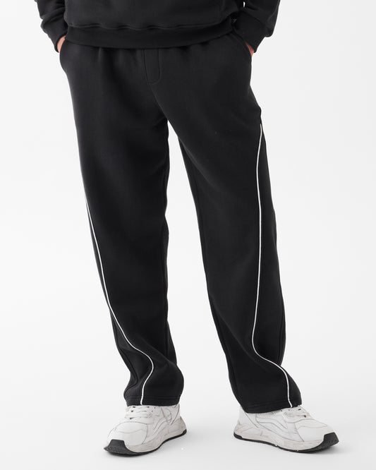 Black Relaxed Wide-Leg Pants - Side Line