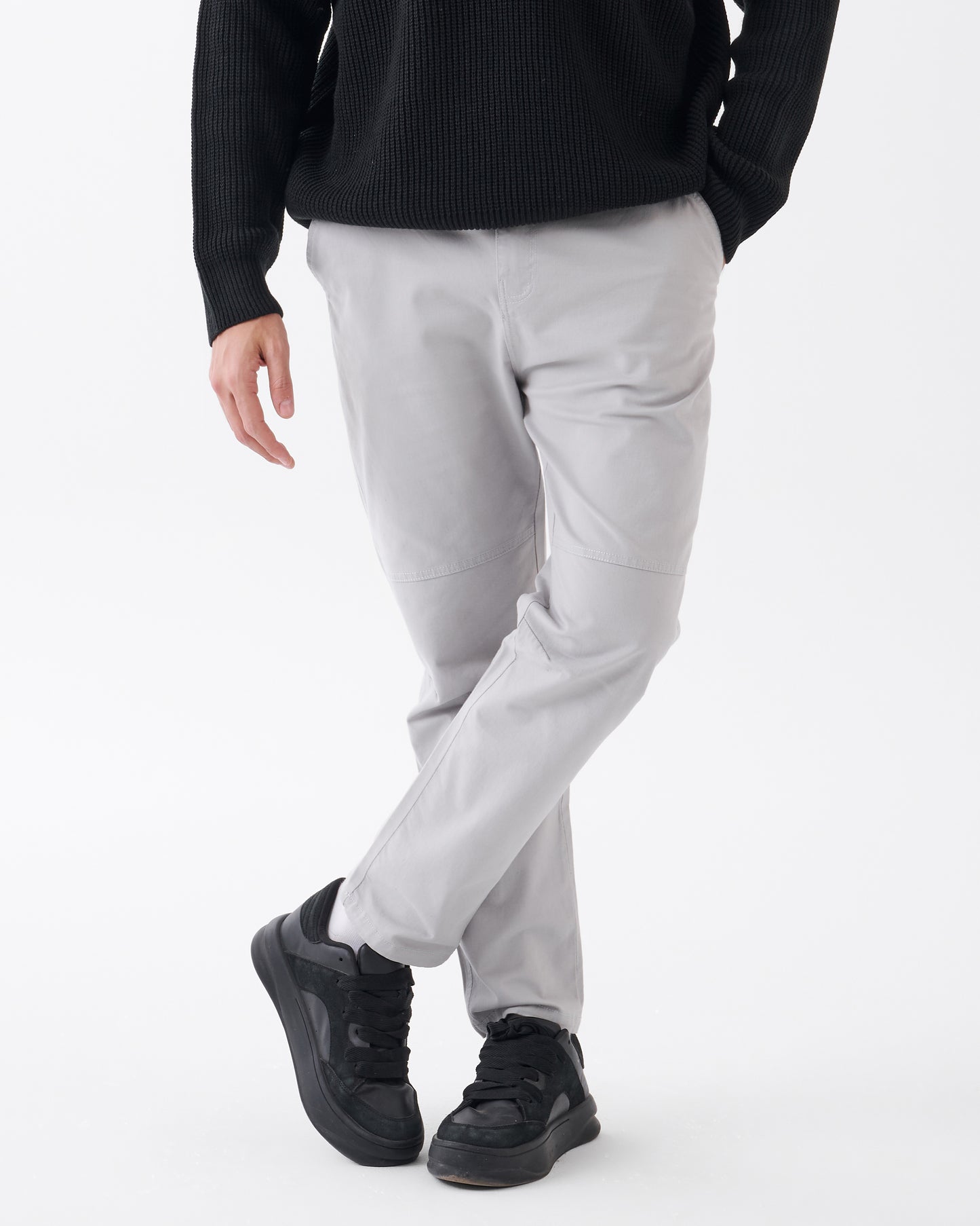 Silver Gabardine Straight Fit - Pants