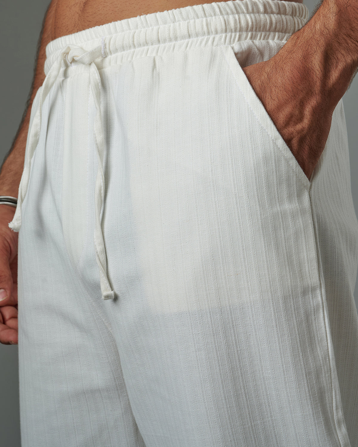 Striped Textured Linen Pant