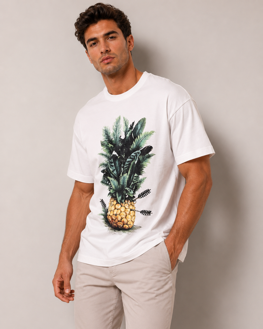 Over Sized T-Shirt - Pineapple Print