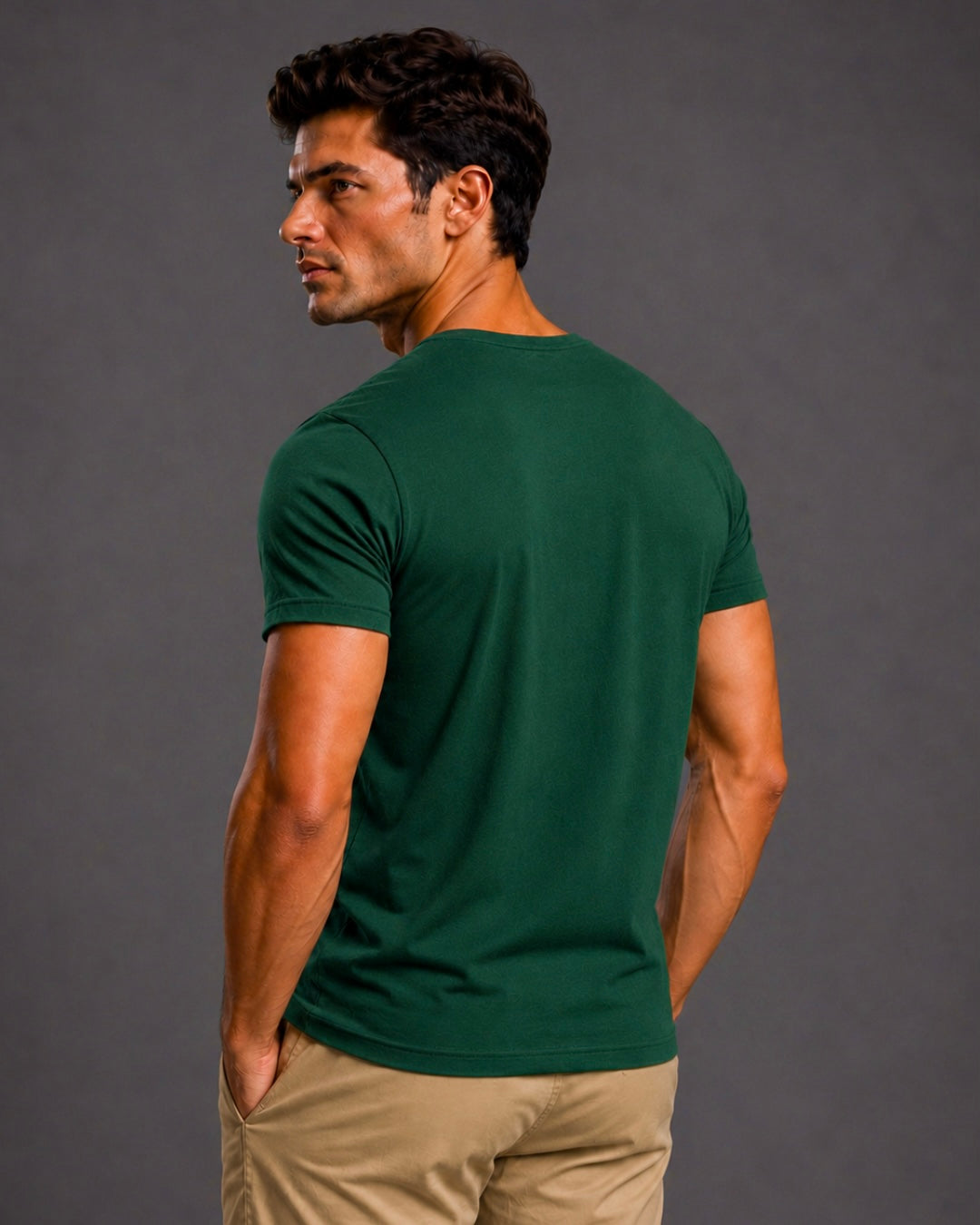 Basic Wide Neck Tee - Green
