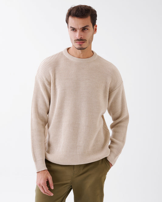 Round Neck Beige Comfortable Knitted Sweater