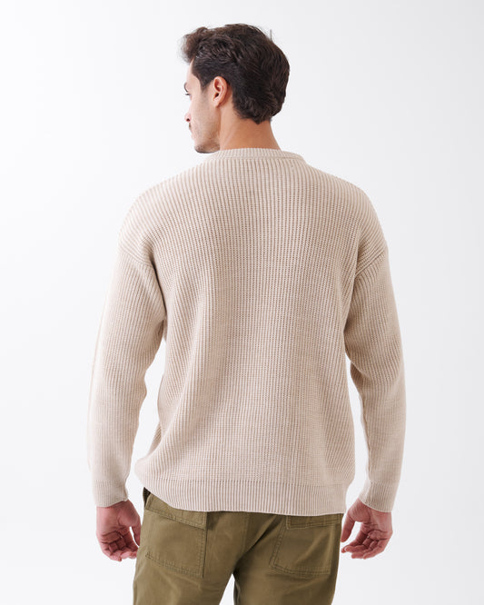 Round Neck Beige Comfortable Knitted Sweater