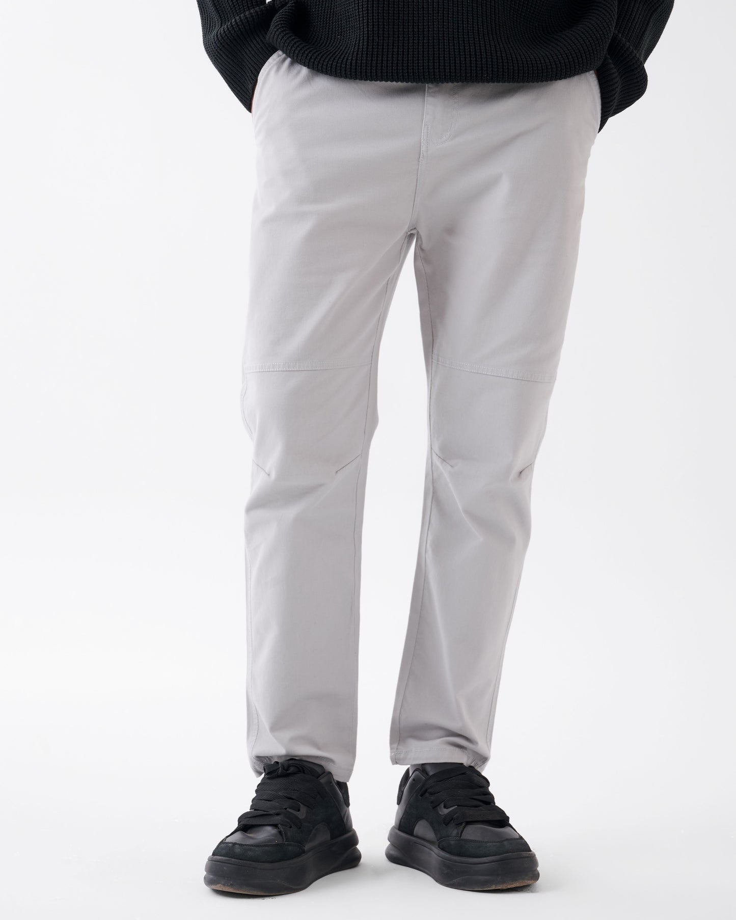 Silver Gabardine Straight Fit - Pants