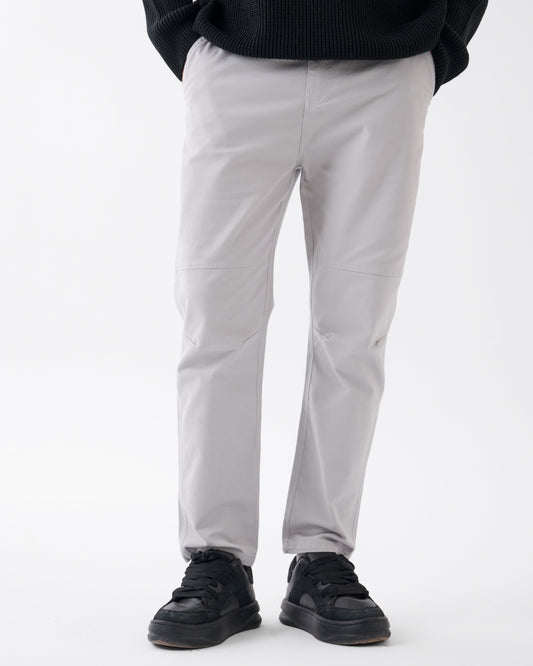 Silver Gabardine Straight Fit - Pants