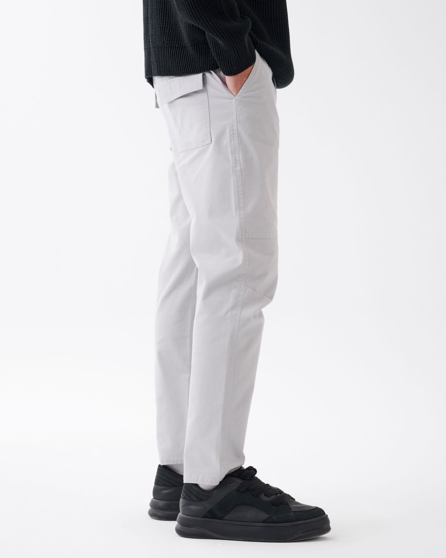 Silver Gabardine Straight Fit - Pants