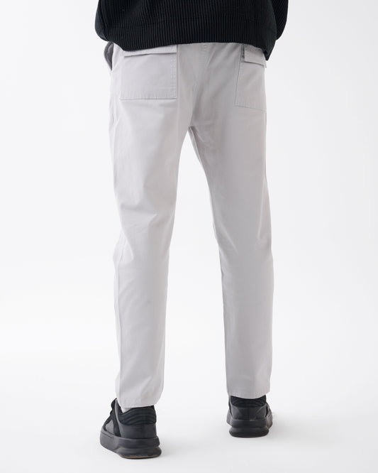 Silver Gabardine Straight Fit - Pants