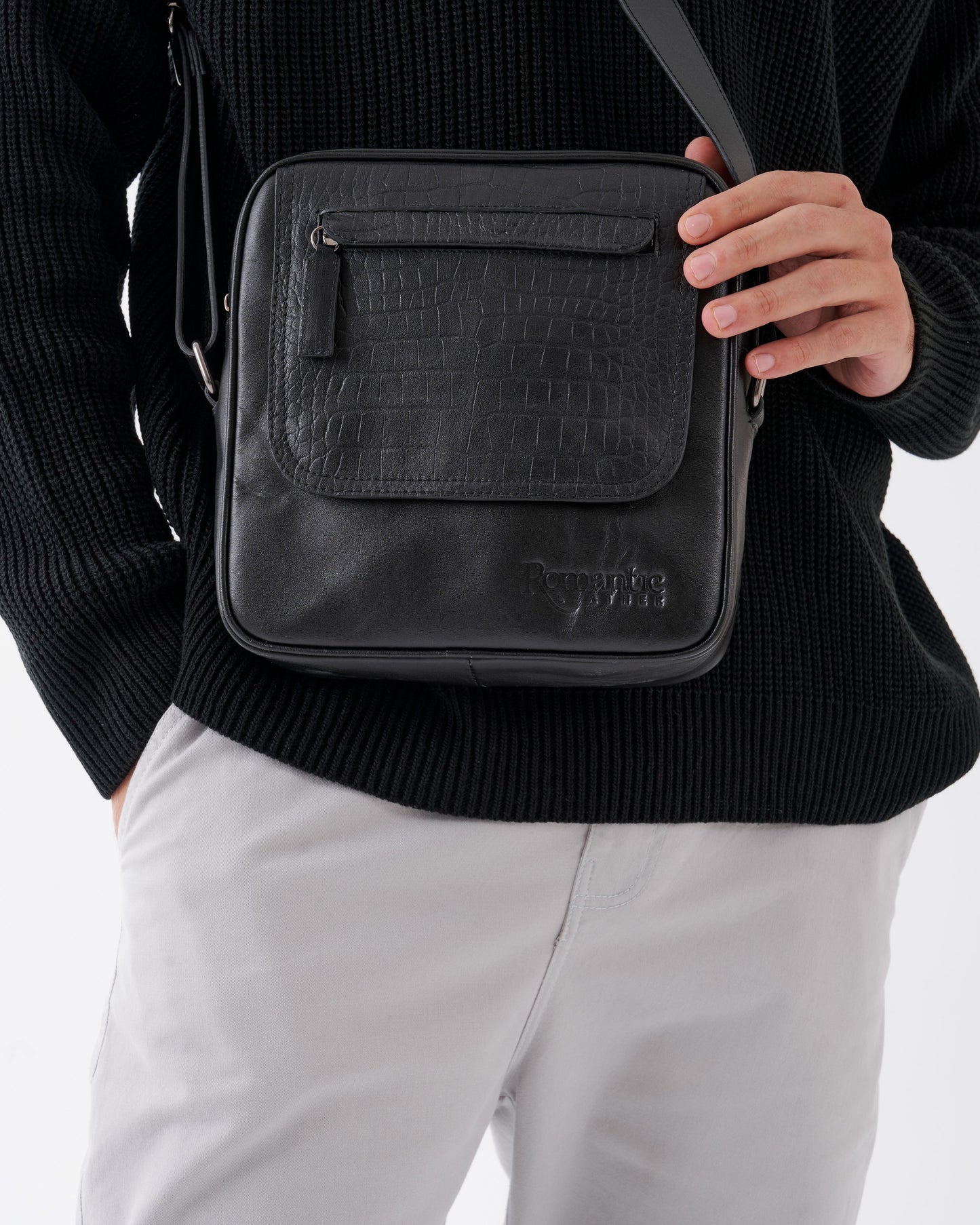 Crafted Cross Bag from genuine natural leather - Black