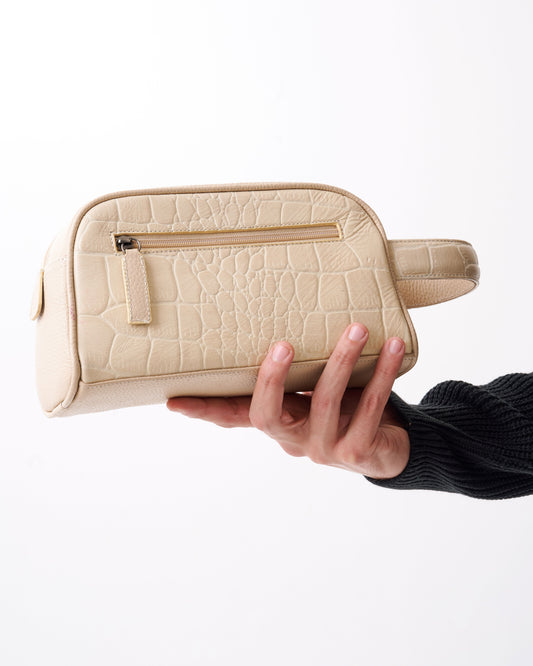 Handmade Clutch Bag High-Quality Leather Handbag - Beige