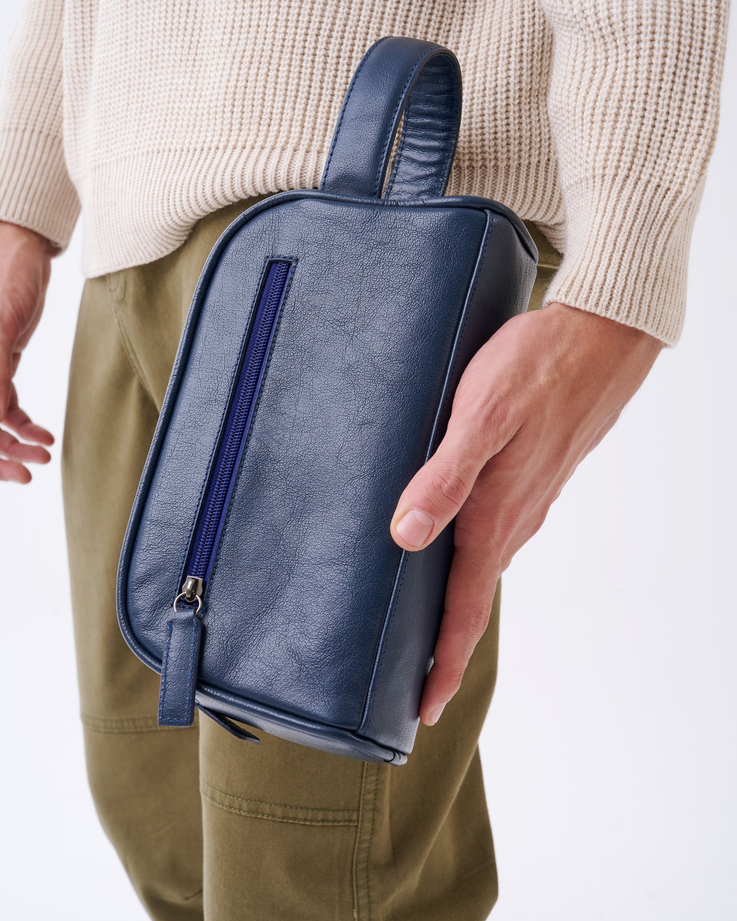 Handmade Clutch Bag High-Quality Leather Handbag - Navy