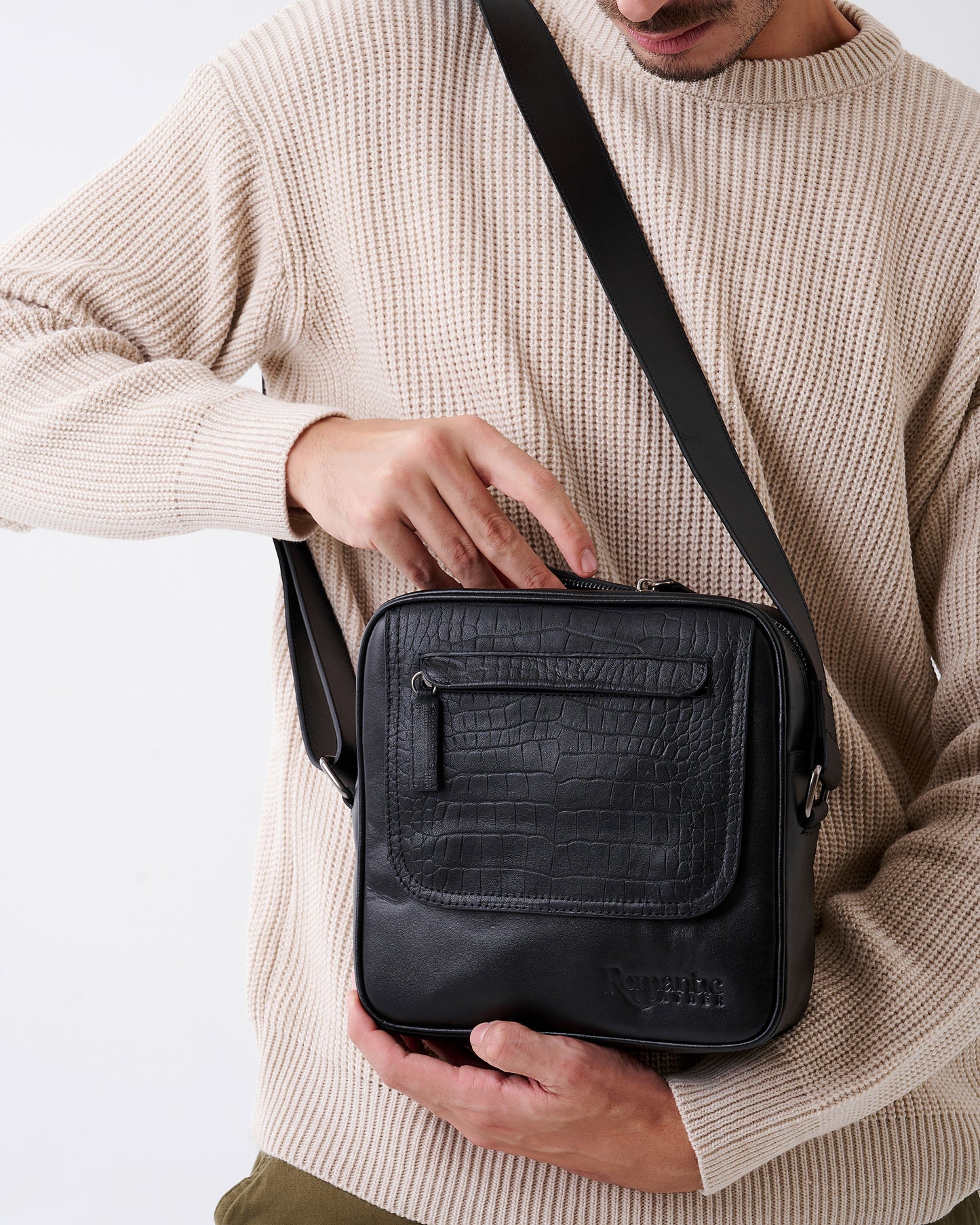 Crafted Cross Bag from genuine natural leather - Black