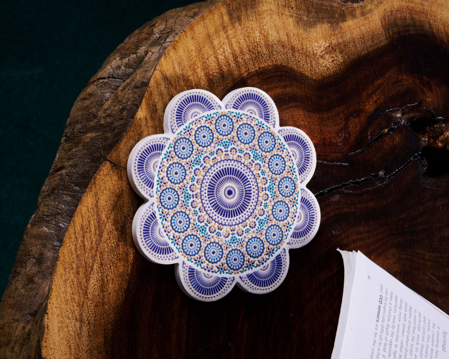 Stylish Wooden Cup Coasters – Set of 3 - Flower Shape