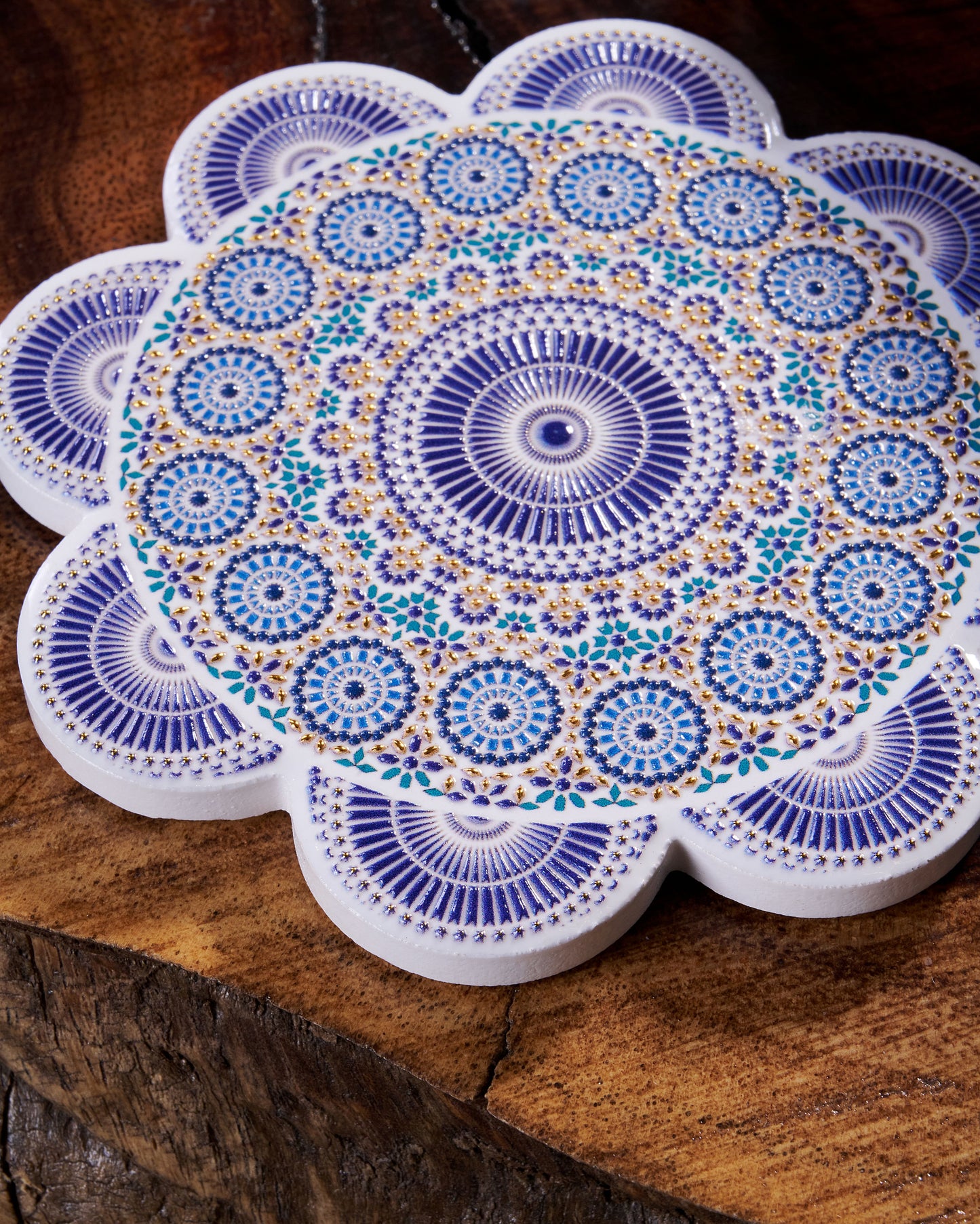 Stylish Wooden Cup Coasters – Set of 3 - Flower Shape