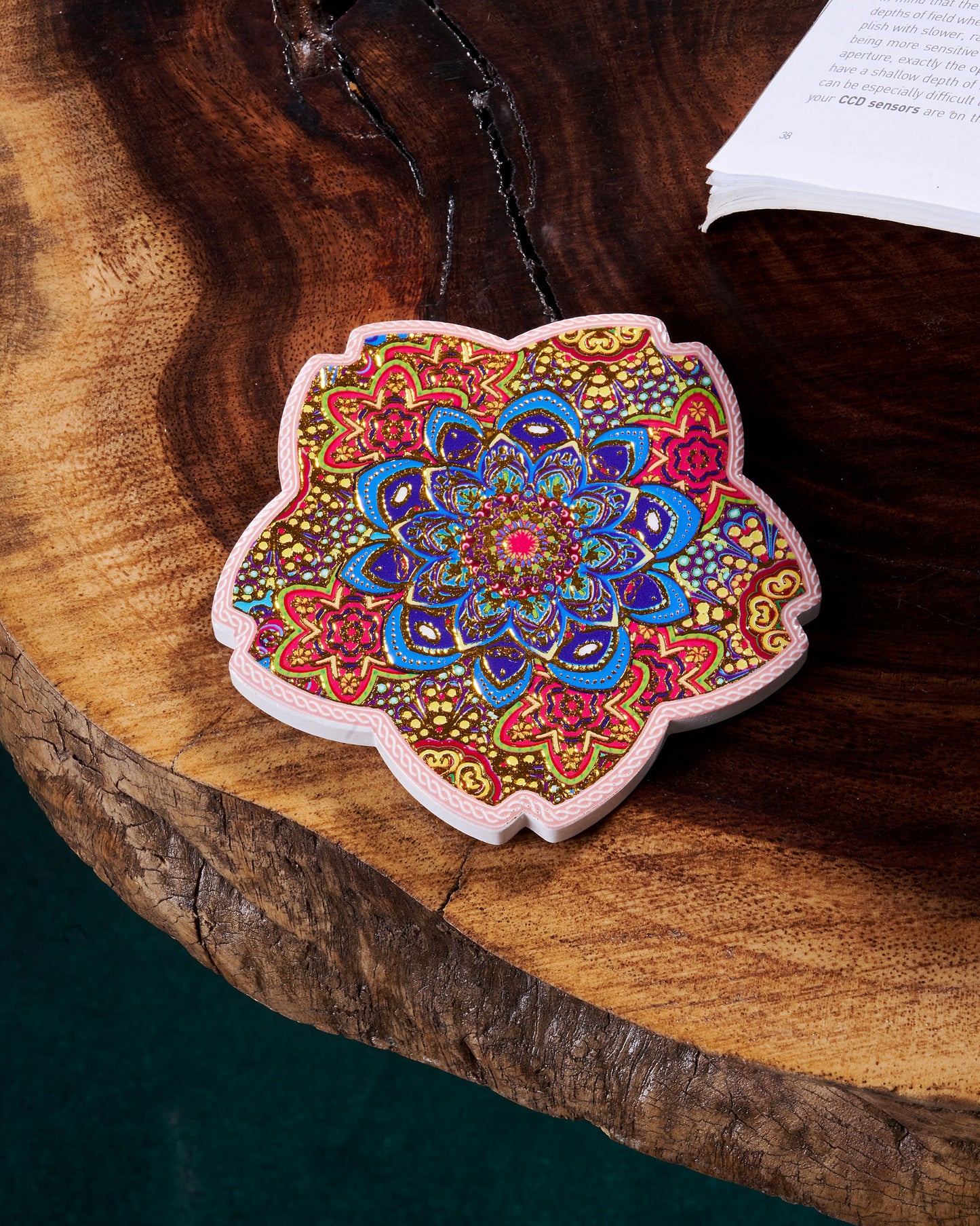 Stylish Wooden Cup Coasters – Set of 3 - Flower Shape