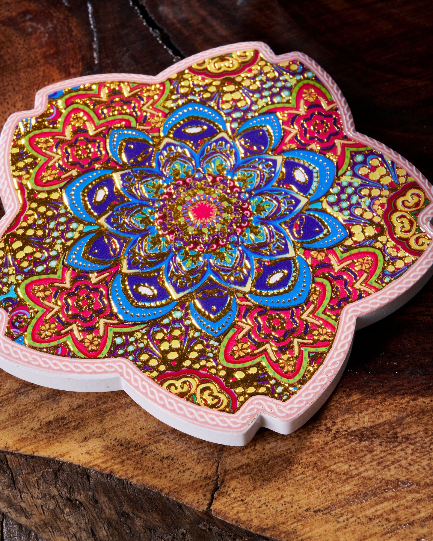 Stylish Wooden Cup Coasters – Set of 3 - Flower Shape