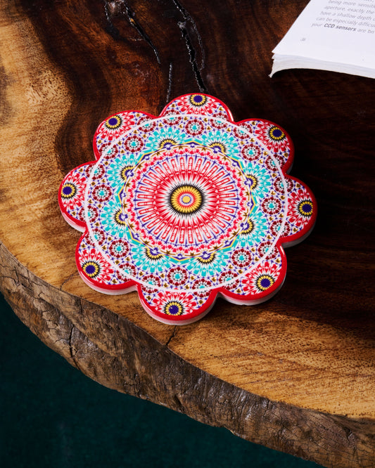 Stylish Wooden Cup Coasters – Set of 3 - Flower Shape