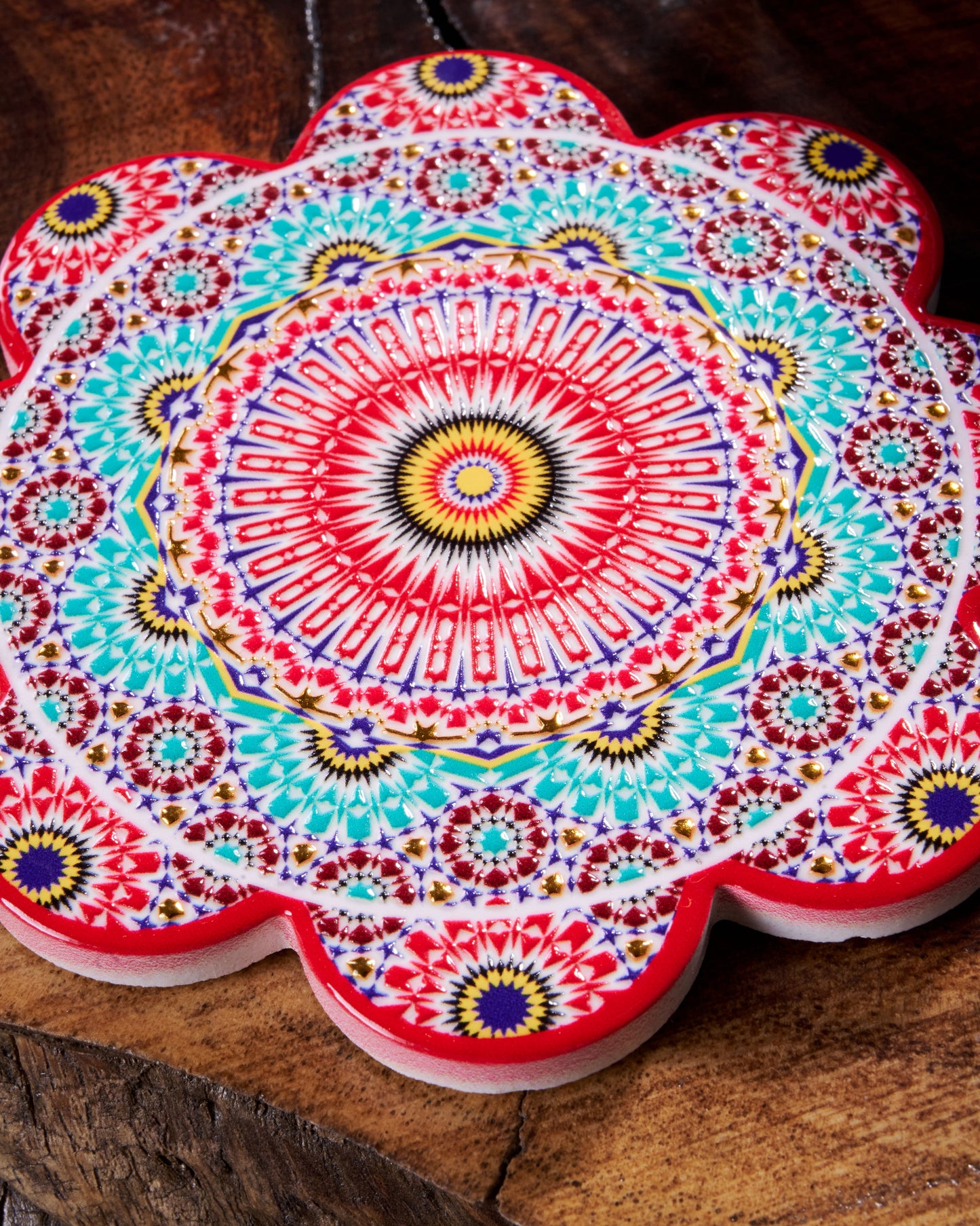 Stylish Wooden Cup Coasters – Set of 3 - Flower Shape