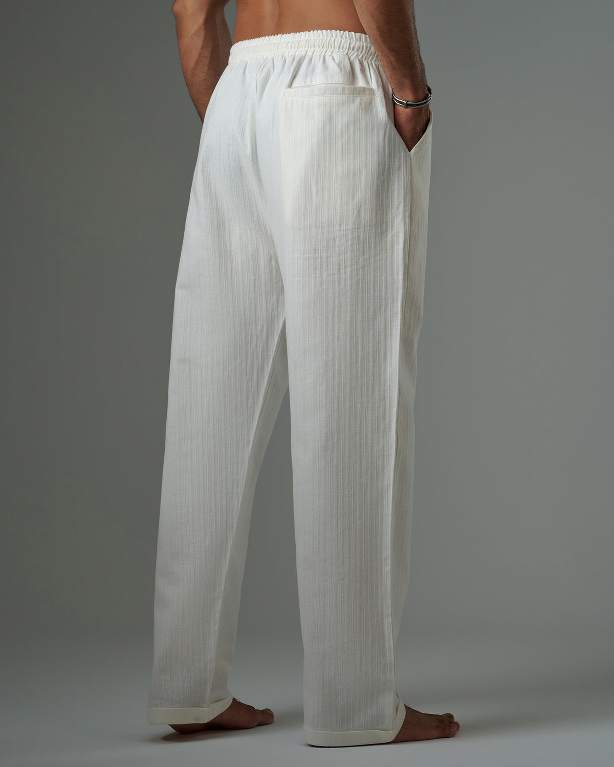 Striped Textured Linen Pant