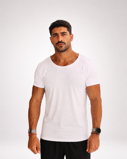 Basic Wide Neck Tee - White