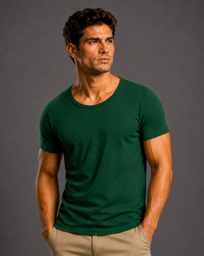 Basic Wide Neck Tee - Green