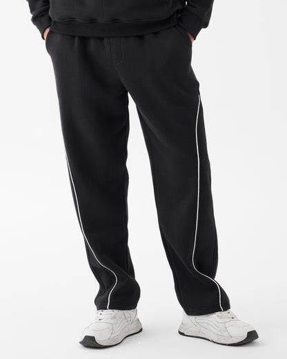 Black Relaxed Wide-Leg Pants - Side Line