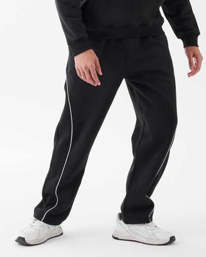 Black Relaxed Wide-Leg Pants - Side Line