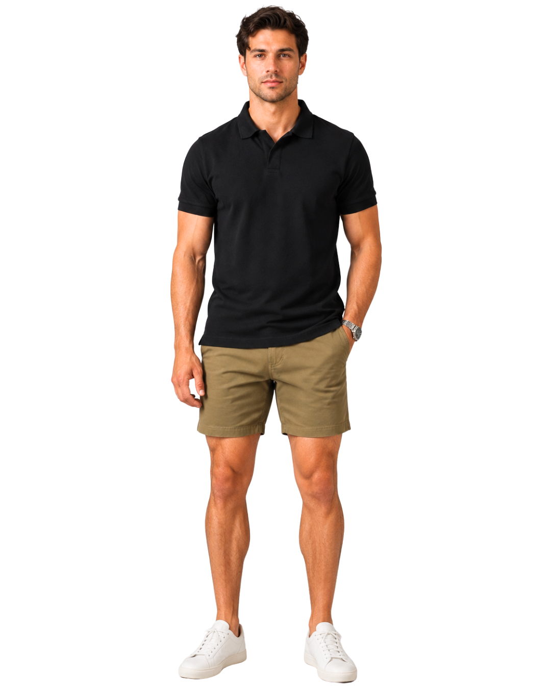 Buttonless Polo Pique - Black