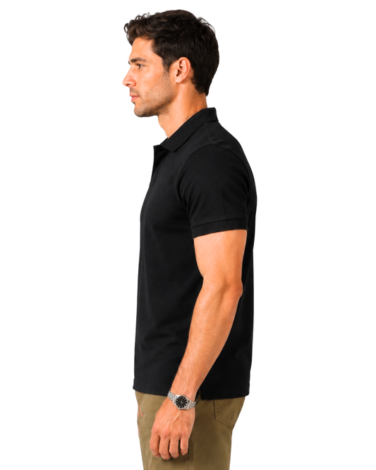 Buttonless Polo Pique - Black