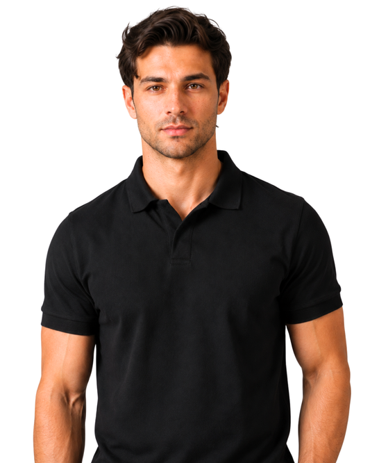 Buttonless Polo Pique - Black