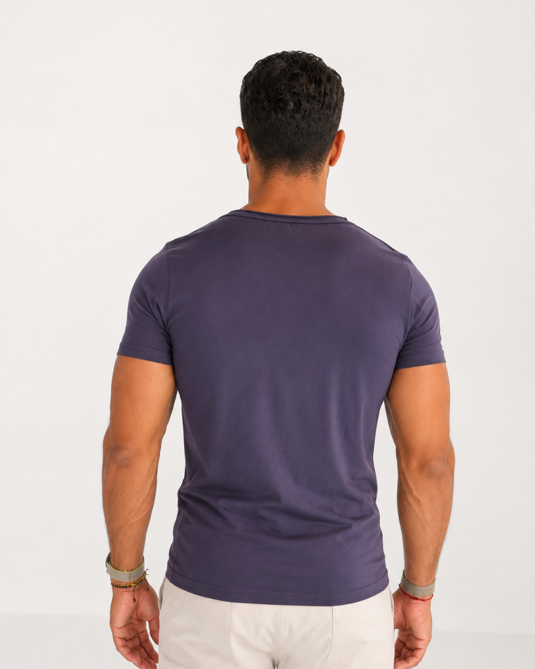 Basic Wide Neck Tee - Navy Blue