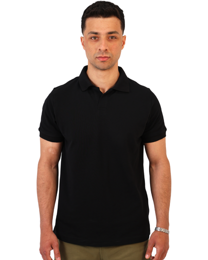 Buttonless Polo Pique - Black