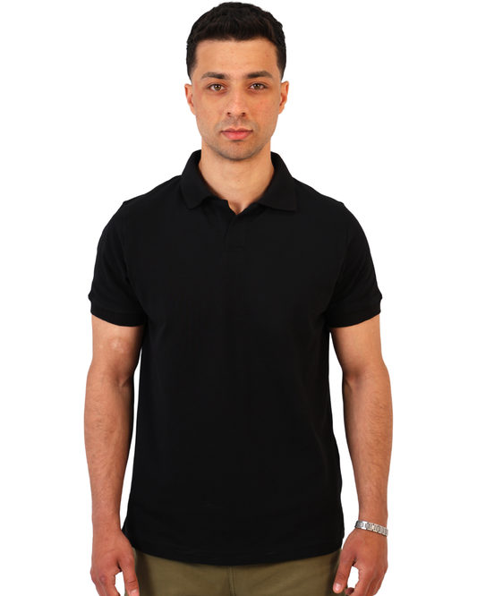 Buttonless Polo Pique - Black
