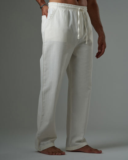 Striped Textured Linen Pant