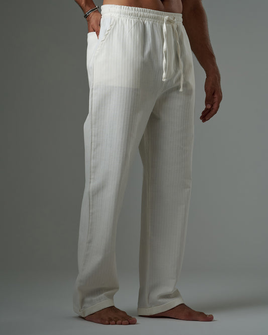 Striped Textured Linen Pant