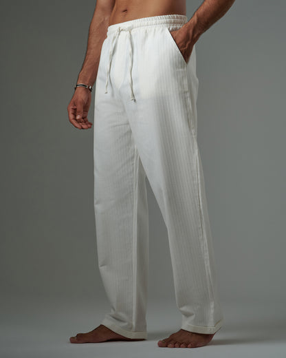 Striped Textured Linen Pant