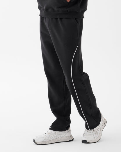 Black Relaxed Wide-Leg Pants - Side Line