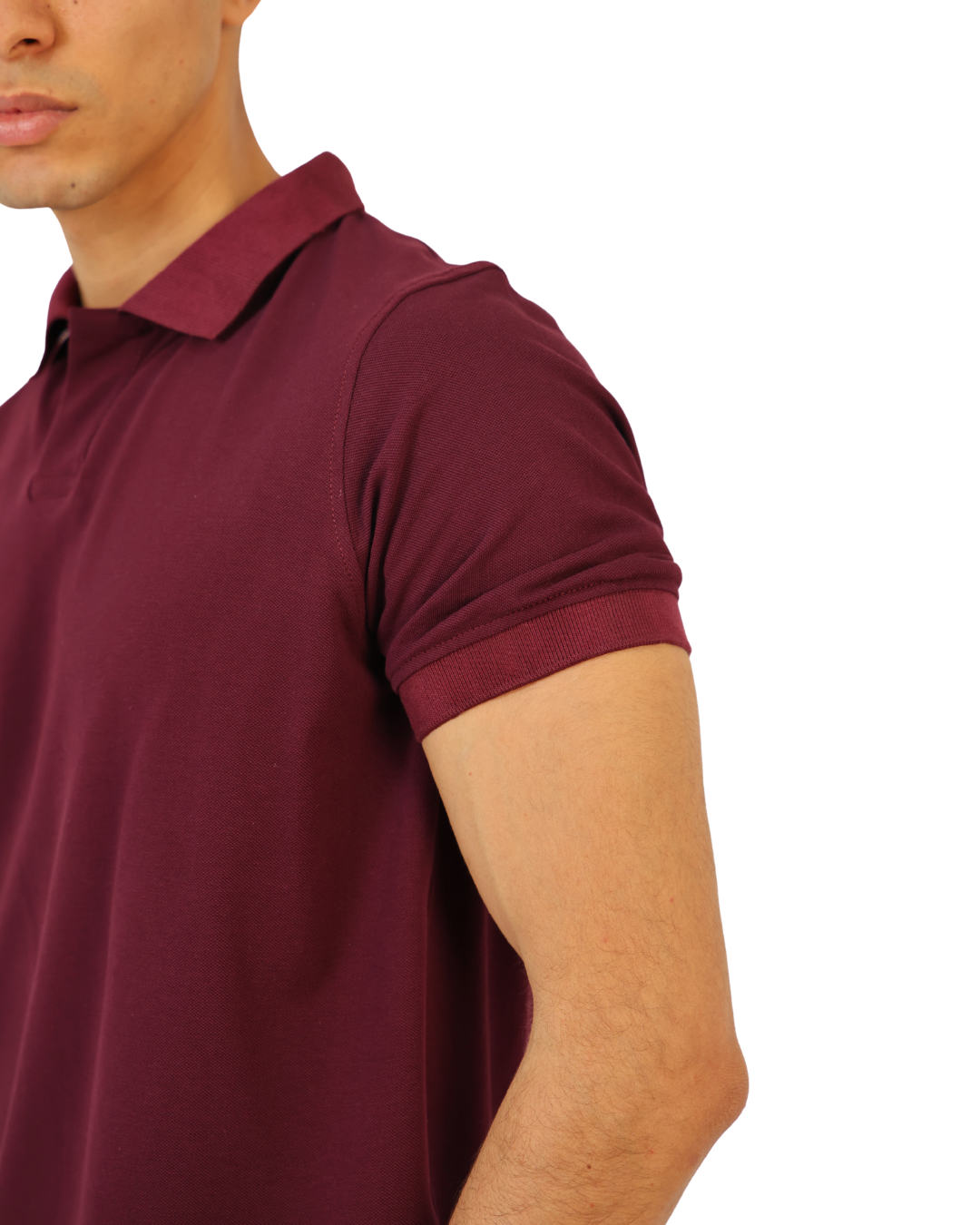 Buttonless Polo Pique - Maroon