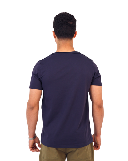 Basic Wide Neck Tee - Navy Blue