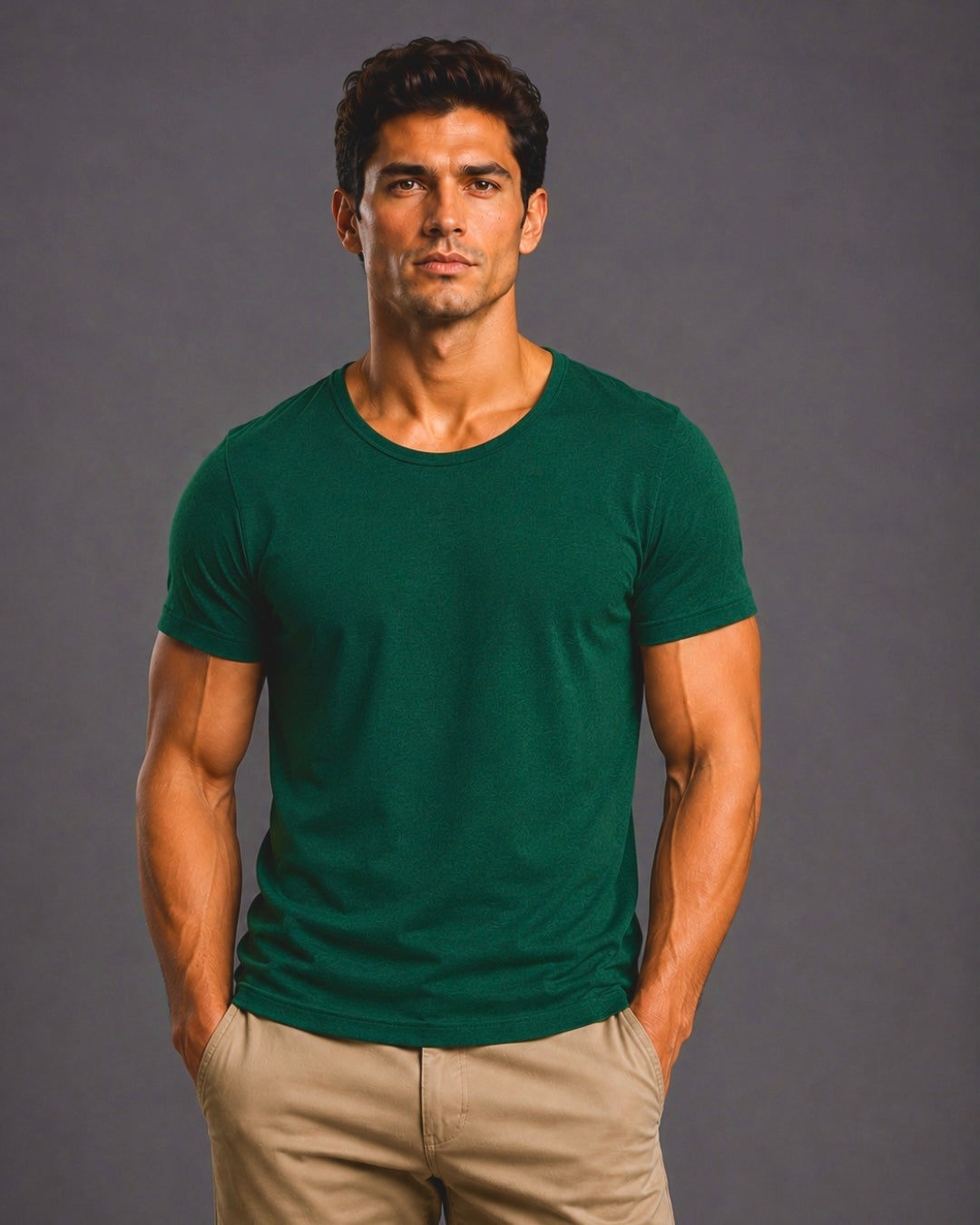 Basic Wide Neck Tee - Green
