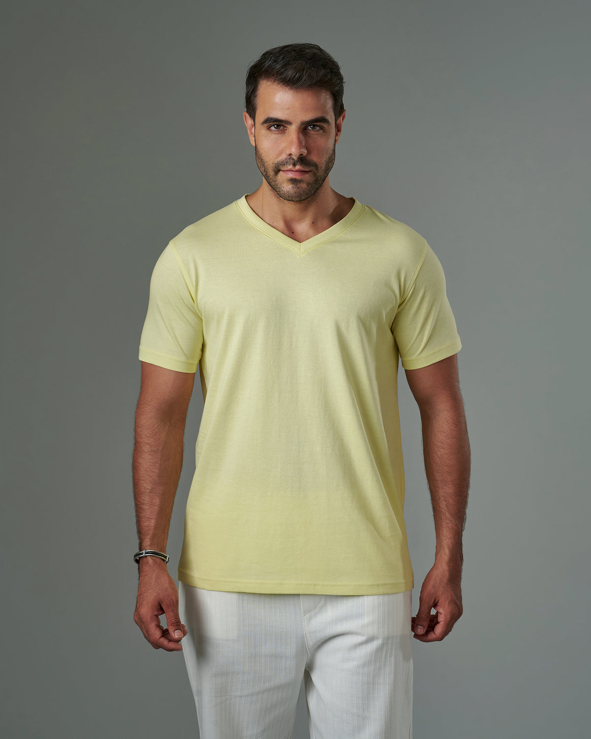Slub V-Neck Tee Butter Yellow