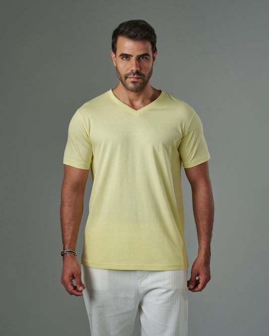 Slub V-Neck Tee Butter Yellow