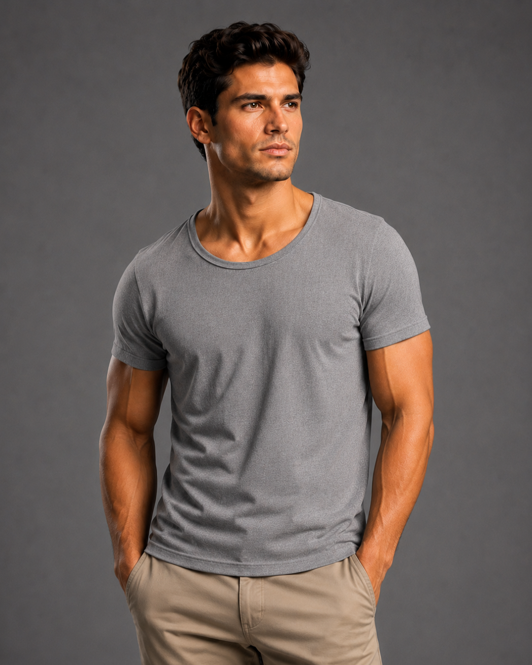 Basic Wide Neck Tee - Grey