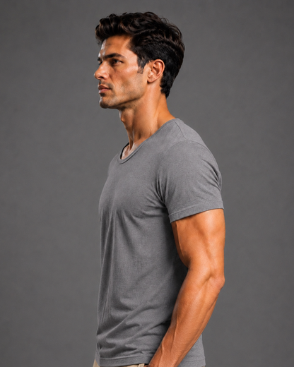 Basic Wide Neck Tee - Grey