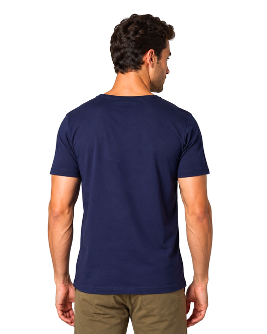 Basic Wide Neck Tee - Navy Blue