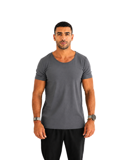 Basic Wide Neck Tee - Grey