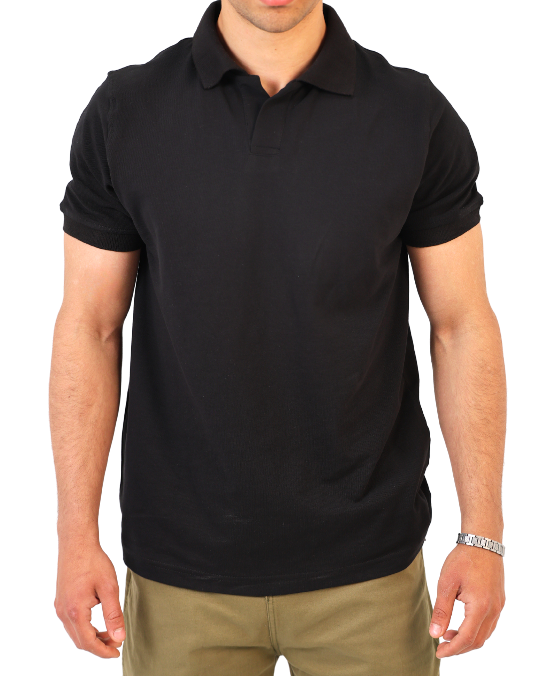 Buttonless Polo Pique - Black