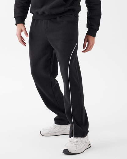 Black Relaxed Wide-Leg Pants - Side Line
