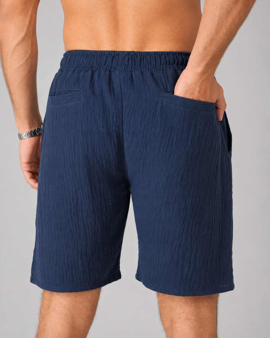 Linen Short - Navy Blue