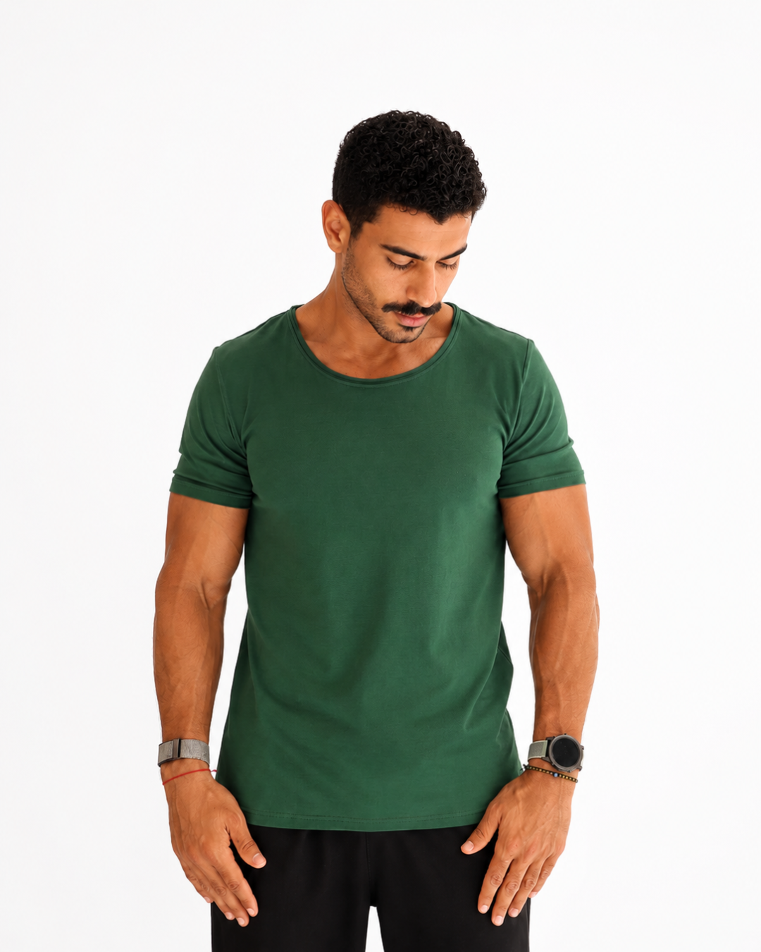 Basic Wide Neck Tee - Green