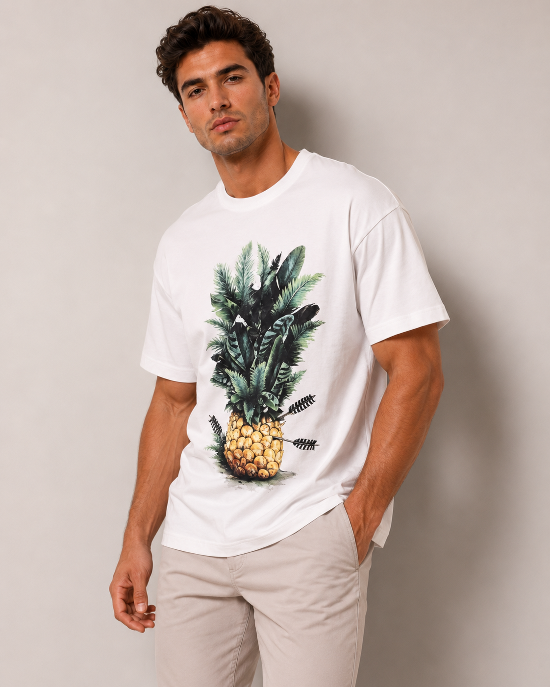 Over Sized T-Shirt - Pineapple Print